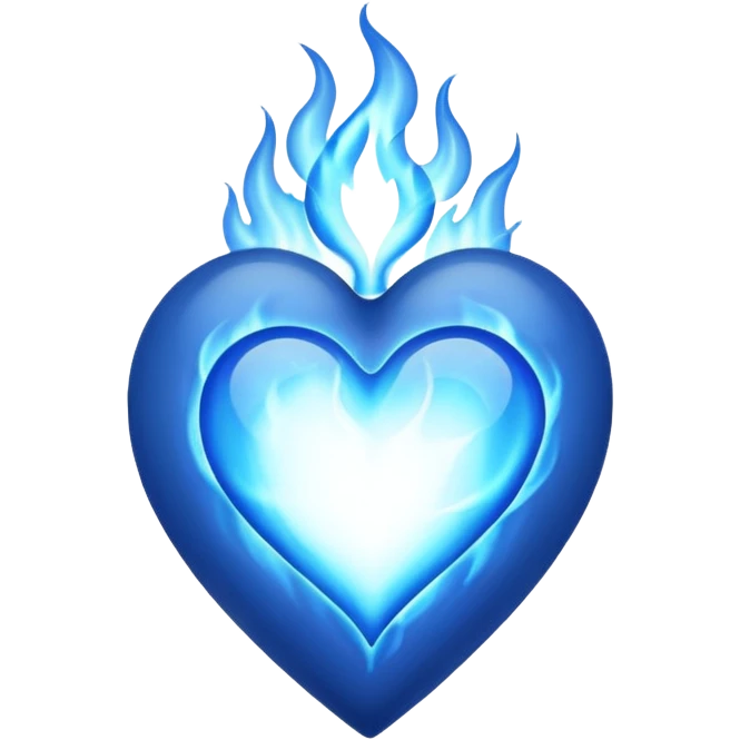 burning blue heart with blue flame emoji