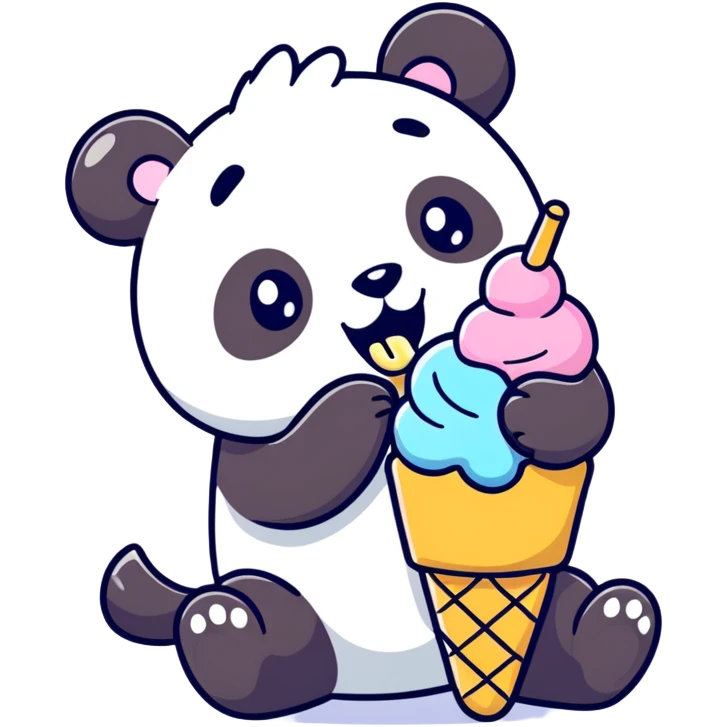 Panda eating ice cream emoji