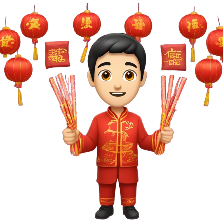 White man with black hair celebrating Chinese new year  emoji