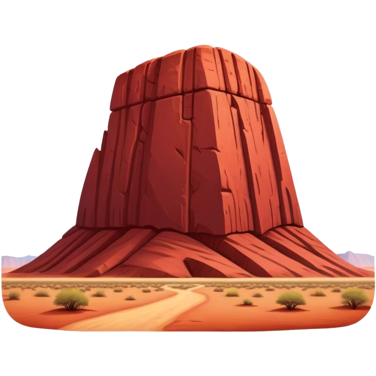Cinematic Realistic Uluru Landmark Emoji, showcasing the massive, red monolith rising from the desert rendered with rich textures and warm, dramatic lighting. emoji