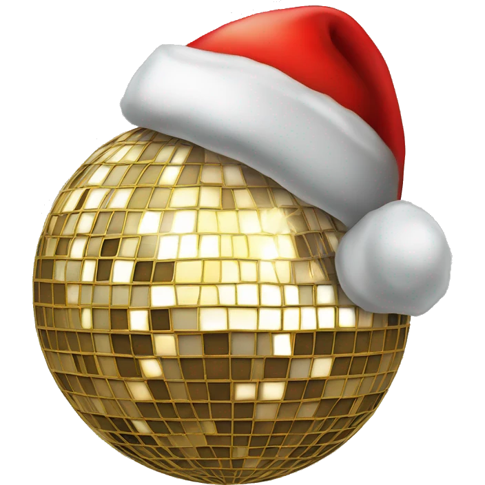 disco ball with a santa hat on it emoji