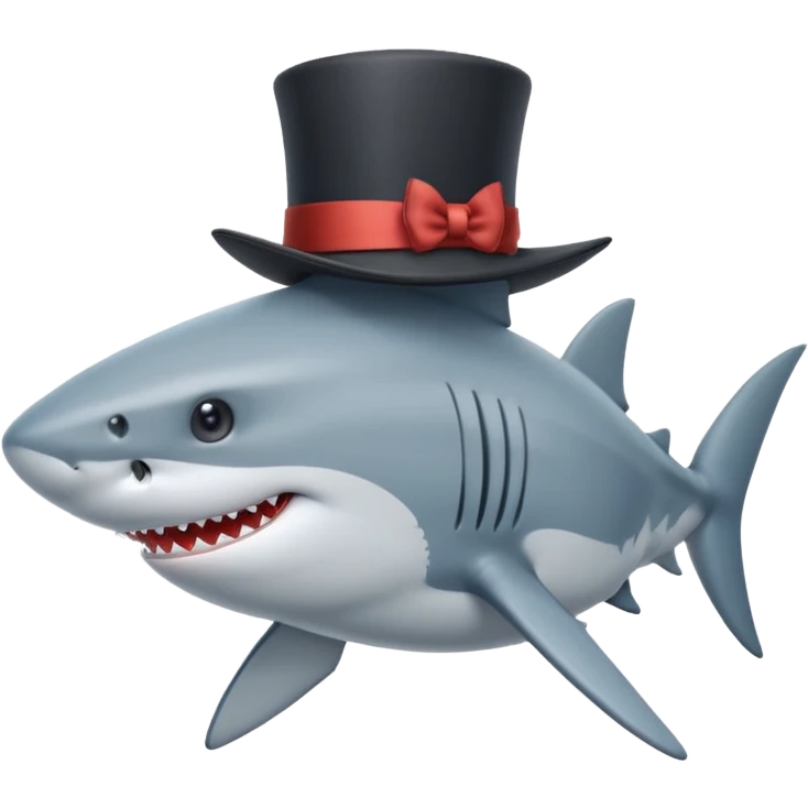 Shark with a top hat emoji