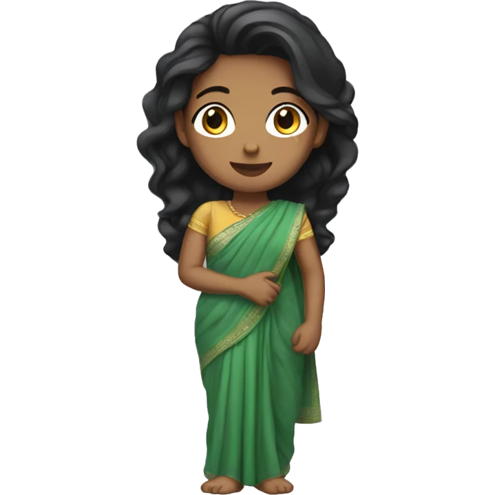 Light skin black hair girl wearing saree emoji