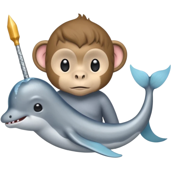 narwhal and monkey half body each part emoji