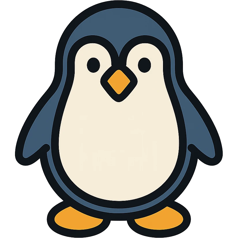 color outline icon of a penguin emoji