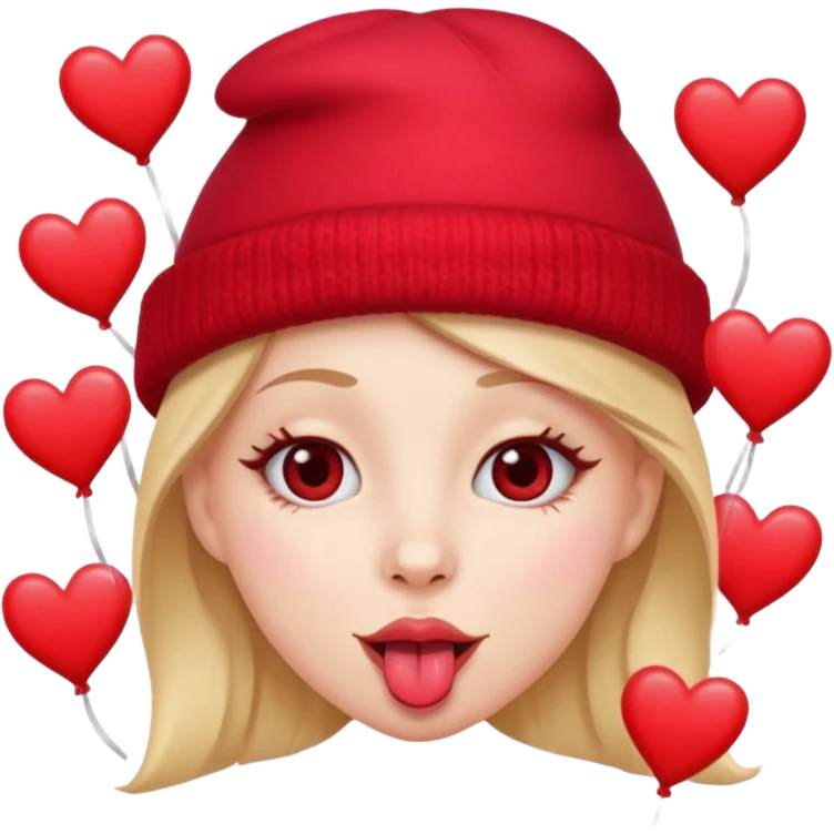 A cross eyed unisex with their tongue out far with Valentine’s Day decor/hearts around eyes facing different directions emoji