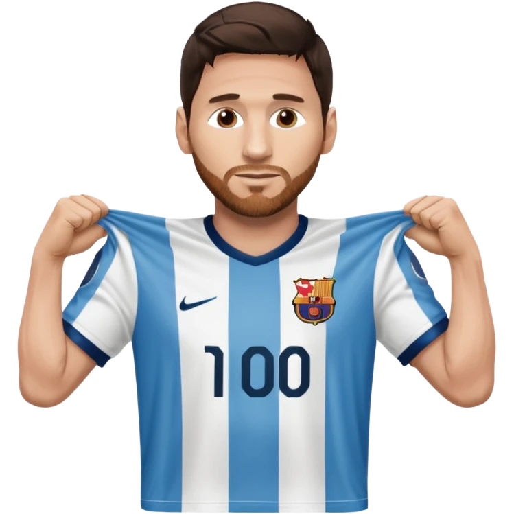 Lionel Messi holding up his own shirt emoji
