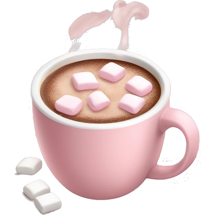 Light Pink mug of hot chocolate with marshmallows  emoji