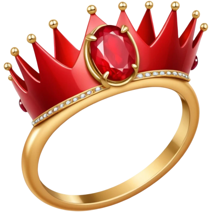 couronne en or à 3 pointes avec un énorme rubis au centre en cabochon emoji