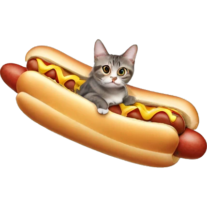 Cat on a flying hotdog emoji
