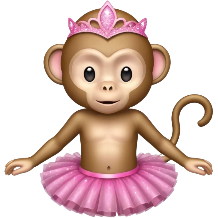 monkey in a pink glittery tutu emoji