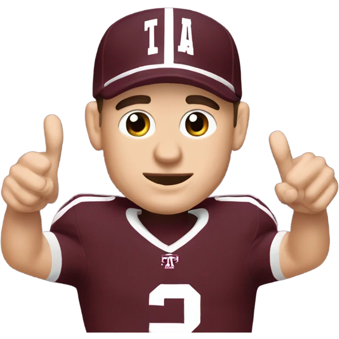Johnny manziel in a Texas a&m maroon uniform holding up one thumb  emoji