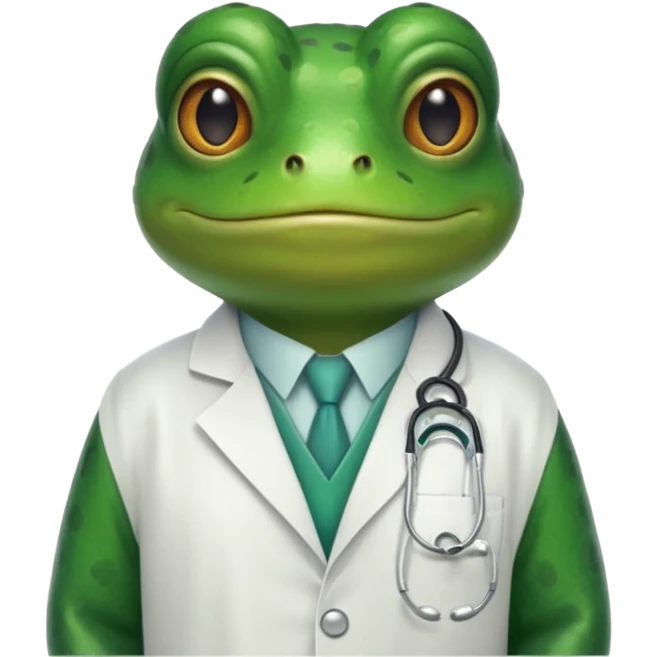A frog in a doctor’s coat, portrait emoji