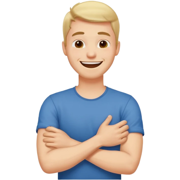 Arms crossed holding neck laughing guy emoji