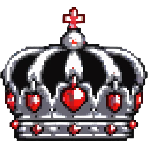 black crown with red gems, more dramatic shape, pixel art style, no white, only black and red colors emoji
