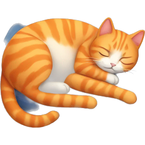 orange cute cat sleeping cozily emoji