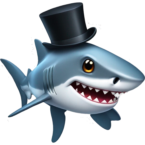 Shark with a top hat emoji