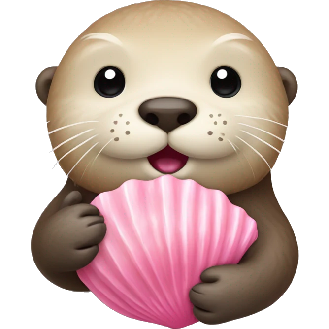 beige sea otter holding pink sea shell emoji