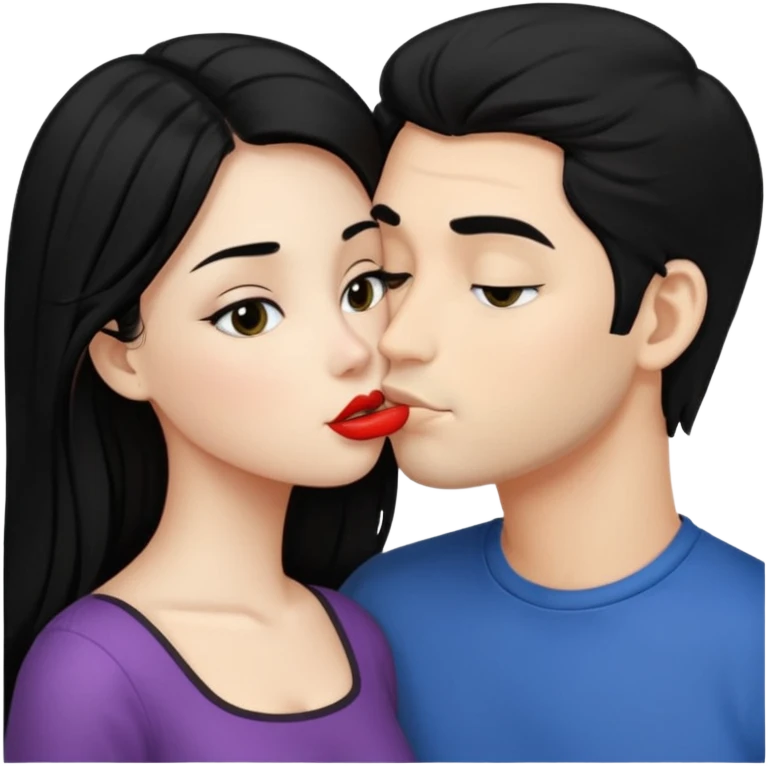 Black hair naked girl kissing a man with black hair  emoji