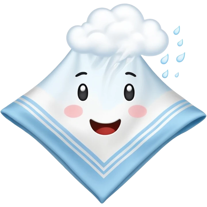 handkerchief with a sneeze cloud, simple and clear emoji