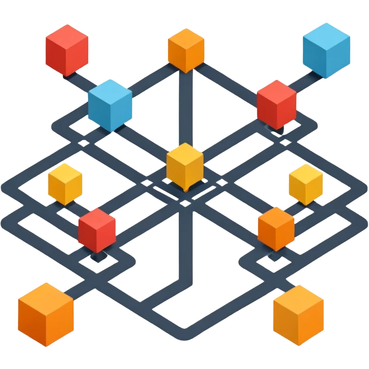 network with boxes at intersection points emoji