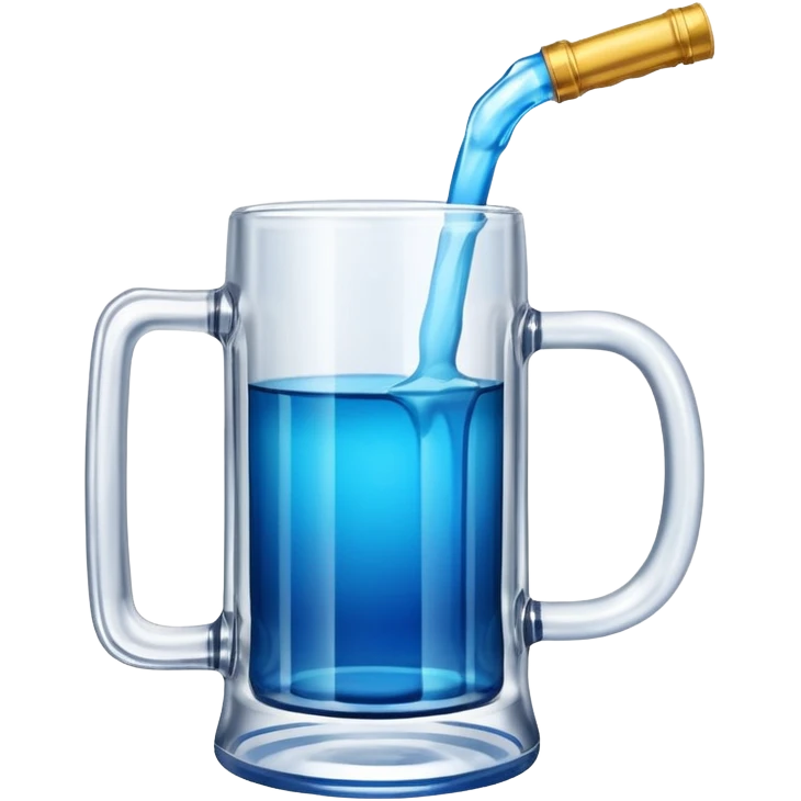 Large clear glass mug similar to beer stein with bright blue liquid inside. Put an upside down redbull can sticking out of the top of the mug only one handle. Put the can partially in the liquid  emoji