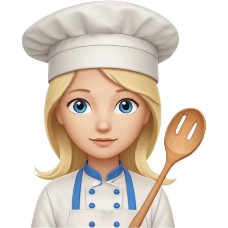 Long Blonde hair blue eyed female chef emoji