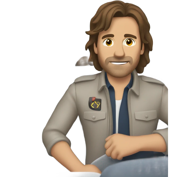 Brown haired mullet man flying plane that’s crashing emoji