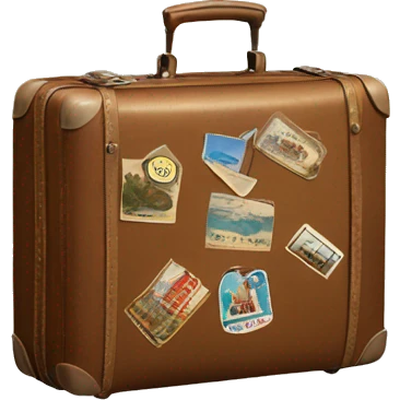 suitcase with vintage travel stickers emoji