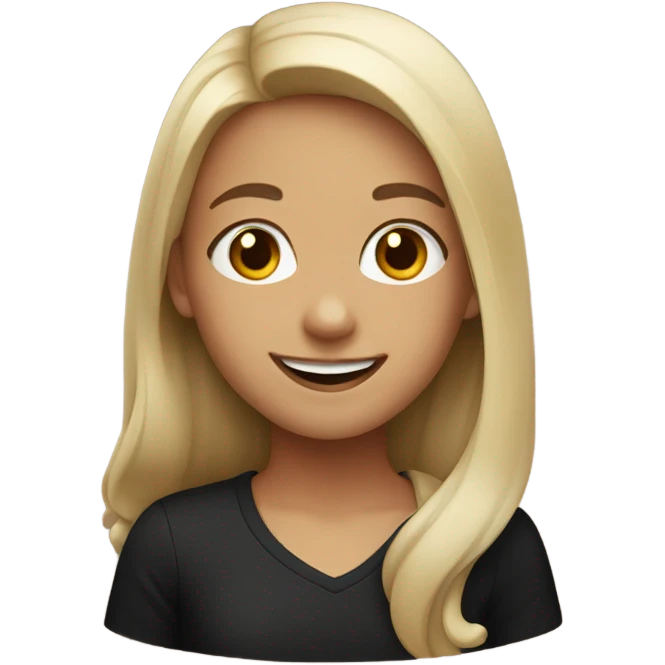 smiling girl in black shirt emoji
