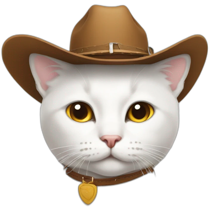 white cat wearing a cowboy hat emoji