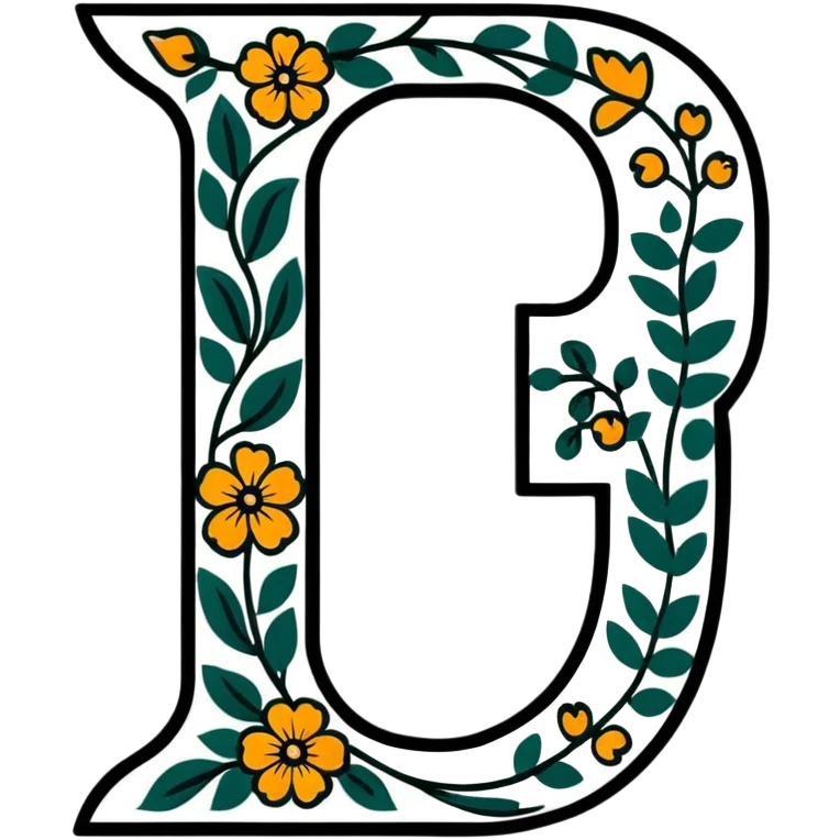 fancy decorative letter J with floral elements emoji