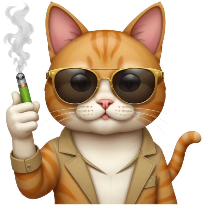 Cat, sunglasses, thumbs up, smoking joint   emoji