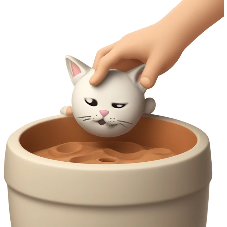 Cat making ceramic pot emoji
