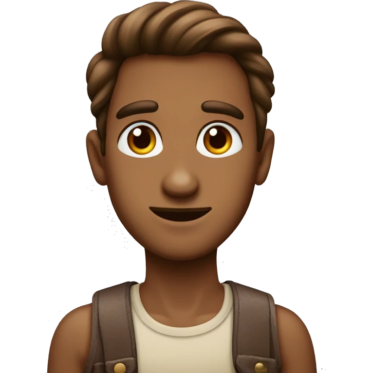 adolencente con pelo marron y ojos grandes emoji