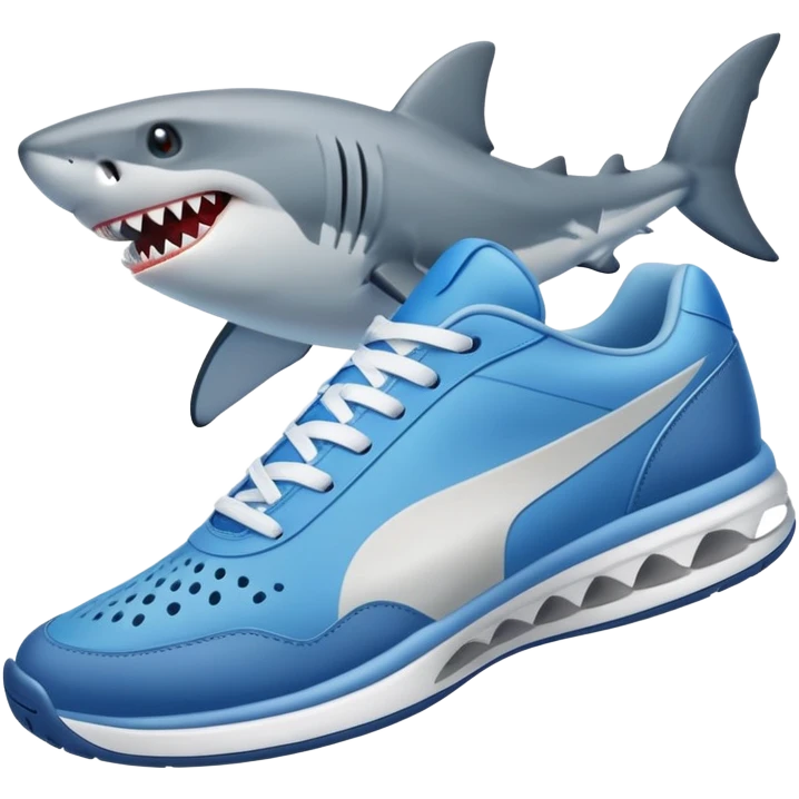 Athletic shark in blue tennis shoes emoji