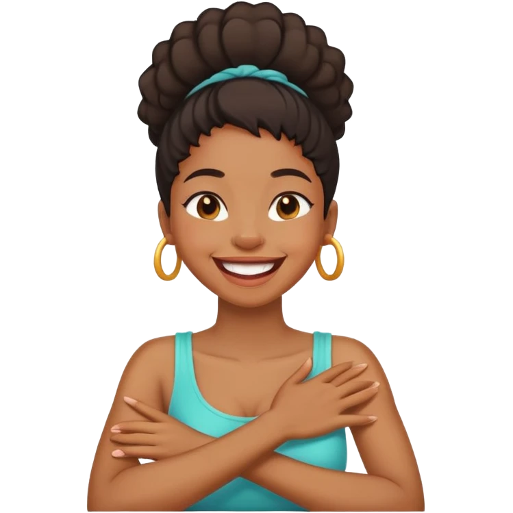 arms crossed holding neck laughing black girl emoji