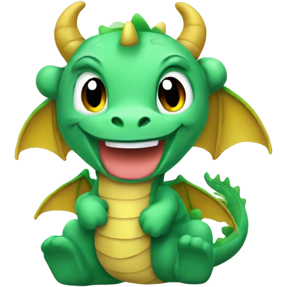 Happy dragon. Wearing mittens and earmuffs.  emoji