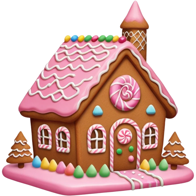Gingerbread house pink emoji