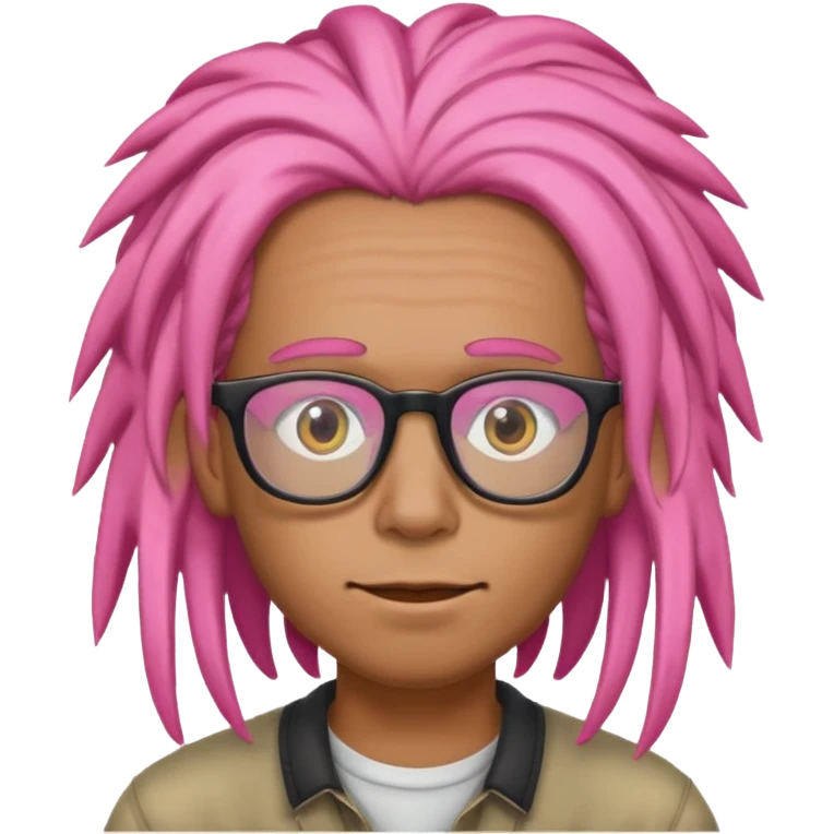 pink dreadlock guy with rectangle glassess emoji