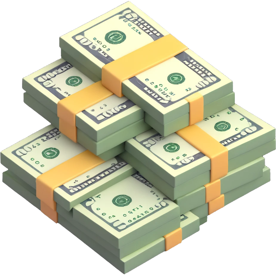 cash money, dollar bills, money stack emoji