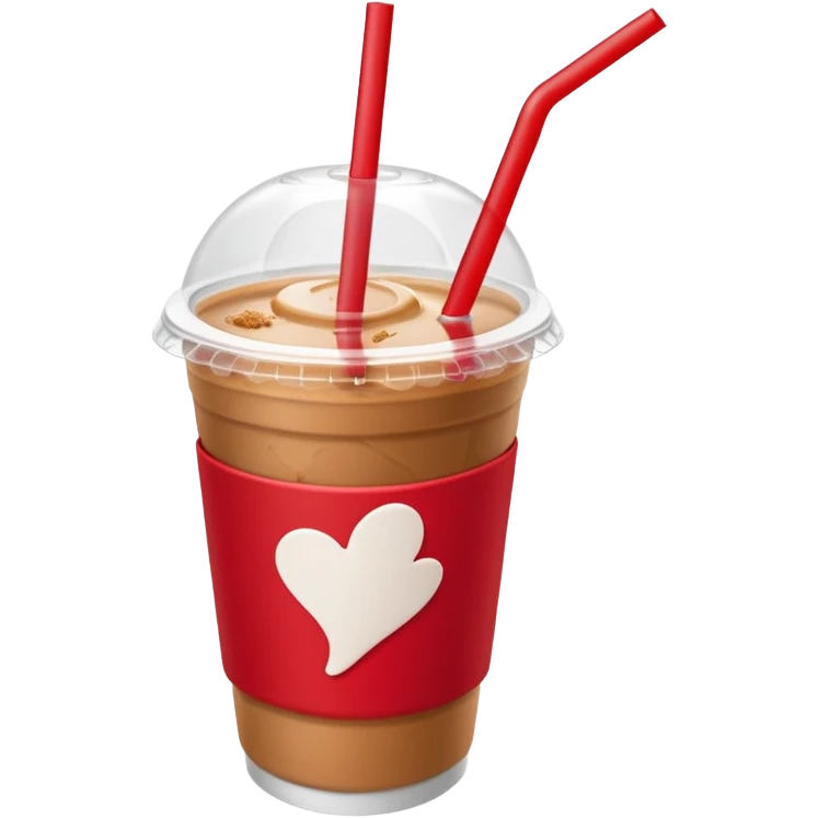 strawberry biscoff drink with lid and straw without face emoji