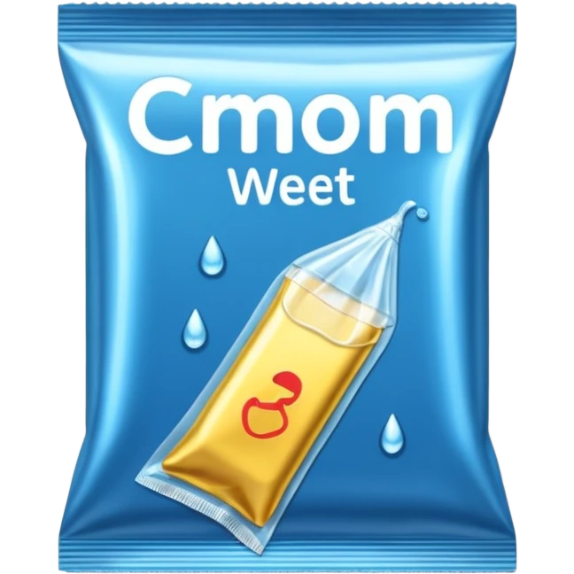 Condom packet with on it stay wet emoji