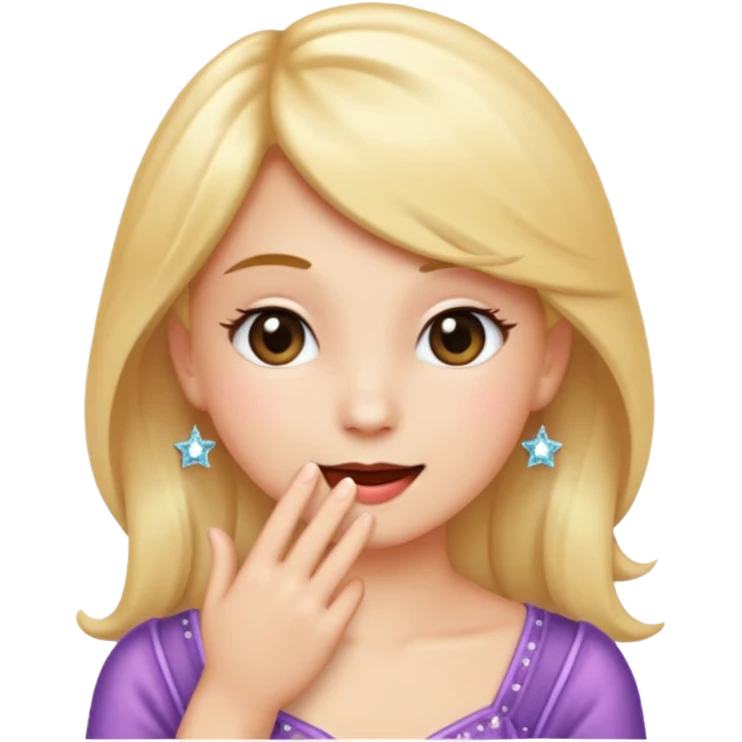 Emoji coquette, shy smile, hand near mouth (simplified), tiny sparkles, soft gradient background, 512x512, transparent background

 emoji