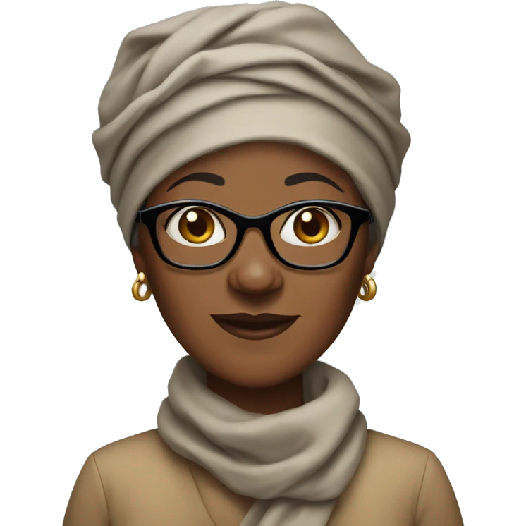 An older black women wearing glasses and headwrap  emoji
