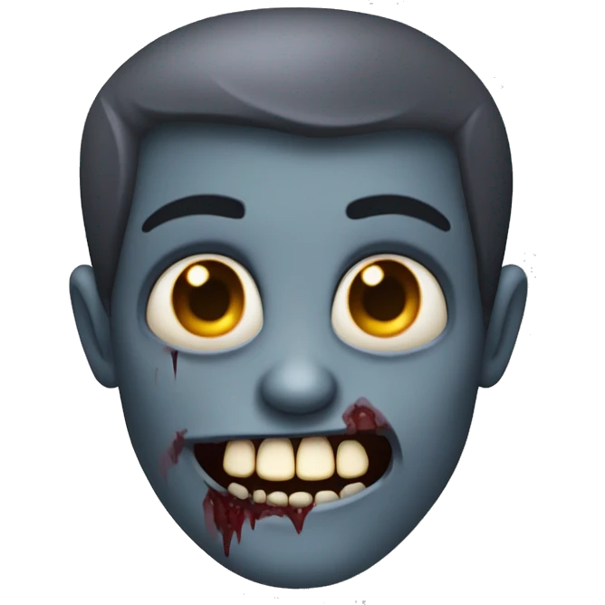 zombie vampire dark grey skin face and weird smile emoji