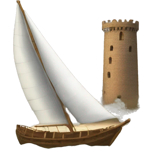 a sailboat and a ancient tower emoji