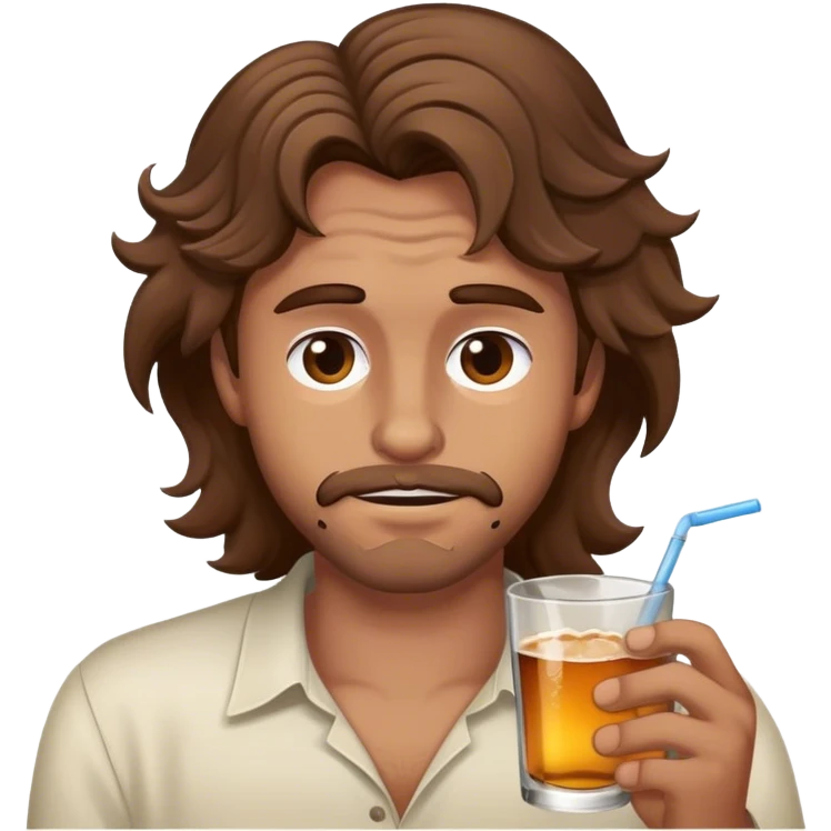 drunk guy brown wavy hair emoji