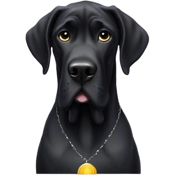 All black Great Dane with halo emoji