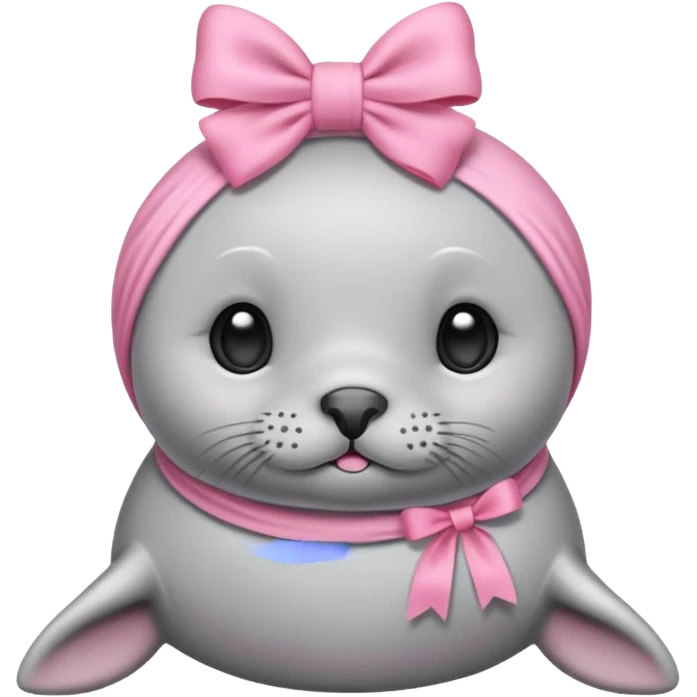cute Seal with a pink bow on her head like a ribbon emoji